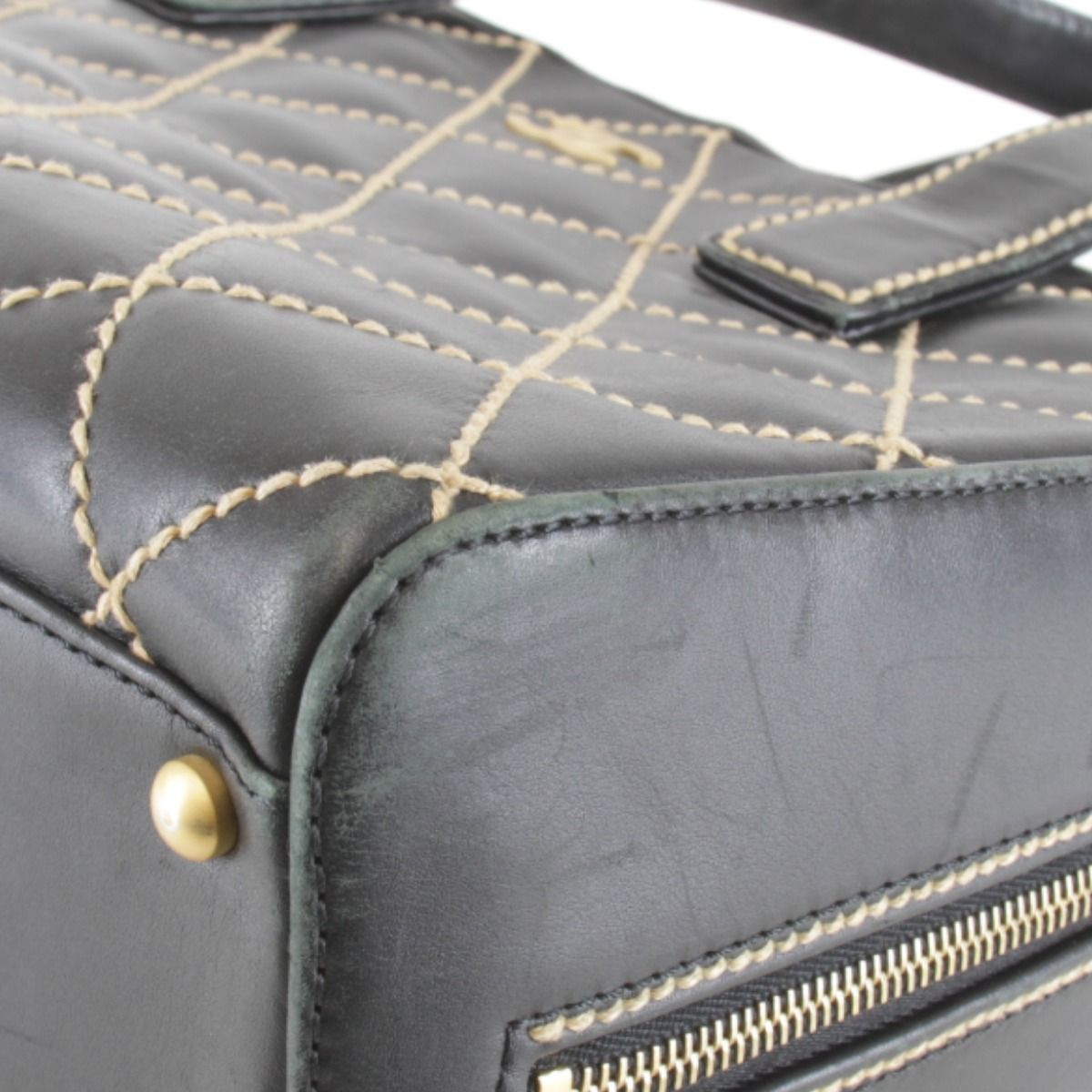 Chanel Wild Stitch Handle with Card Leather Black Handbag — view 6