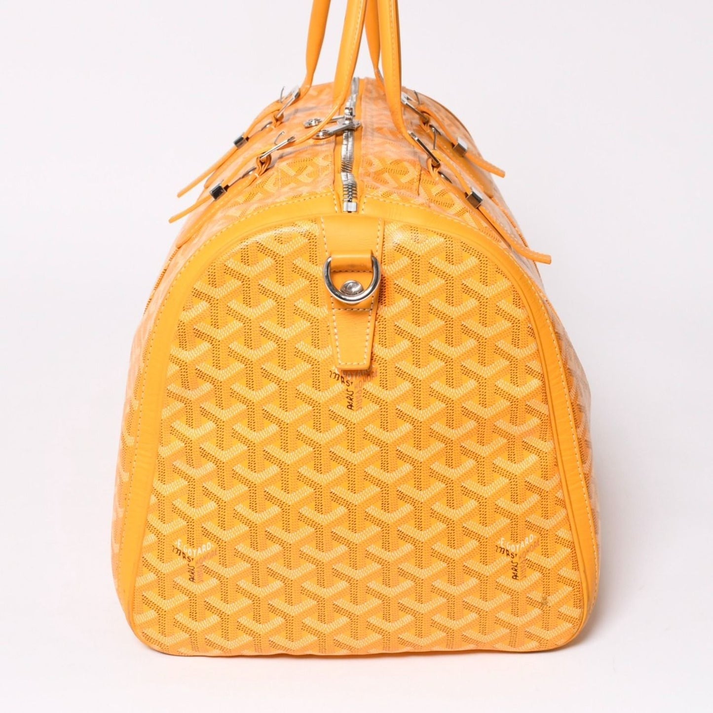 Goyard Boeing 65 Boston Bag Herringbone Canvas Yellow Silver Sneaker — view 4