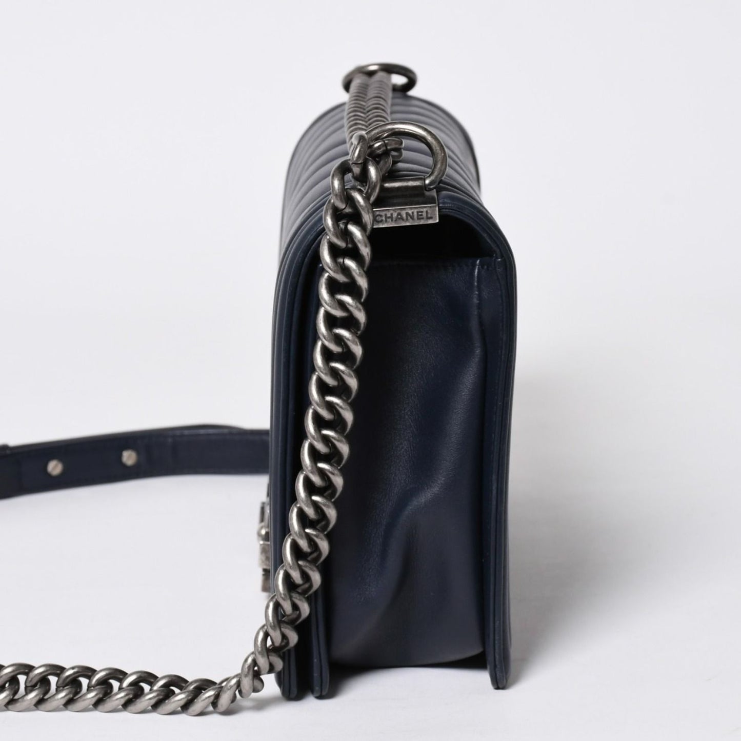 Chanel Boy Chain Shoulder Bag V-shaped Stitch Chevron CC Logo Lambskin 2-Way — view 4