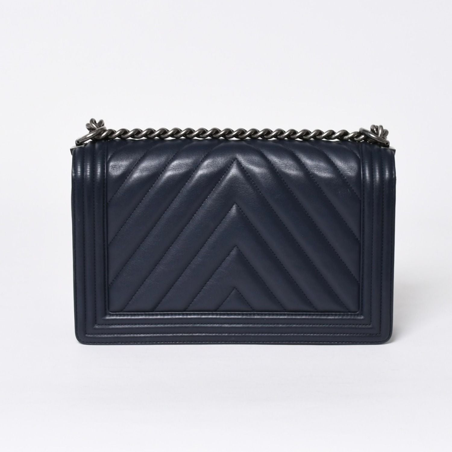 Chanel Boy Chain Shoulder Bag V-shaped Stitch Chevron CC Logo Lambskin 2-Way — view 2