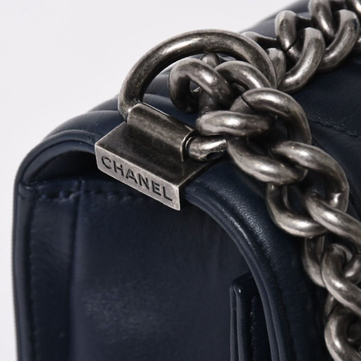 Chanel Boy Chain Shoulder Bag V-shaped Stitch Chevron CC Logo Lambskin 2-Way — view 5