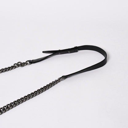 Chanel Boy Chain Shoulder Bag Lambskin CC Logo Black Silver — view 7