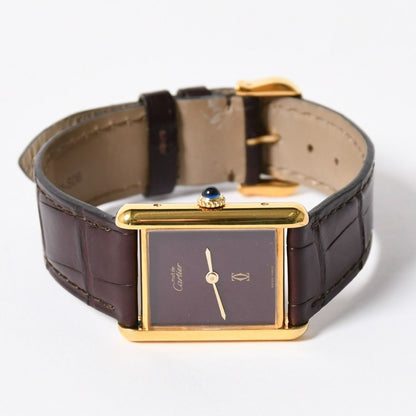 Cartier Tank LM Vermeil Must LM Watch Leather Bordeaux Dial Manual Wind — view 3