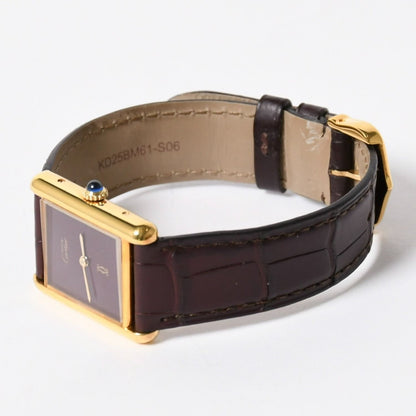 Cartier Tank LM Vermeil Must LM Watch Leather Bordeaux Dial Manual Wind — view 4