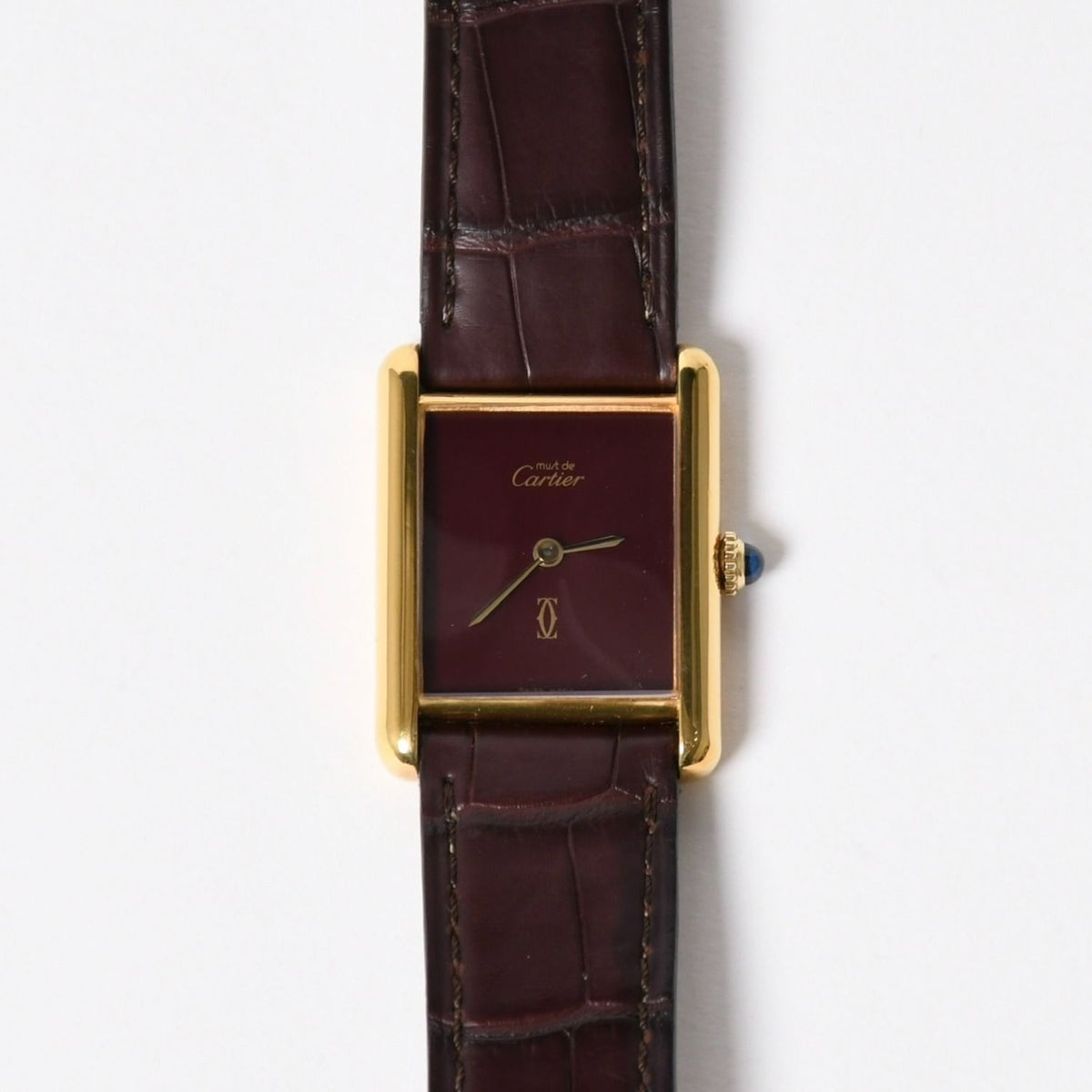 Cartier Tank LM Vermeil Must LM Watch Leather Bordeaux Dial Manual Wind
