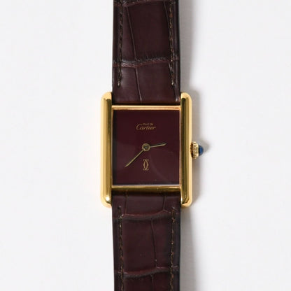 Cartier Tank LM Vermeil Must LM Watch Leather Bordeaux Dial Manual Wind