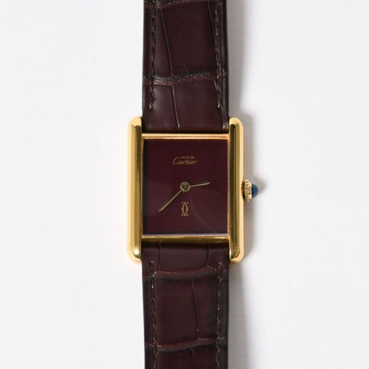 Cartier Tank LM Vermeil Must LM Watch Leather Bordeaux Dial Manual Wind