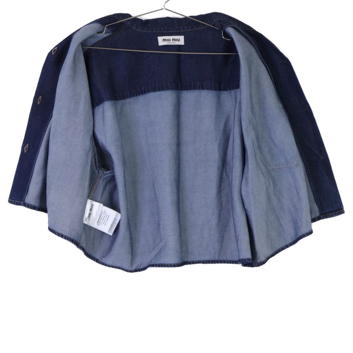 Miu Miu Made Gwc 105 Denim Cropped Short Sleeve Shirt 38 — view 5