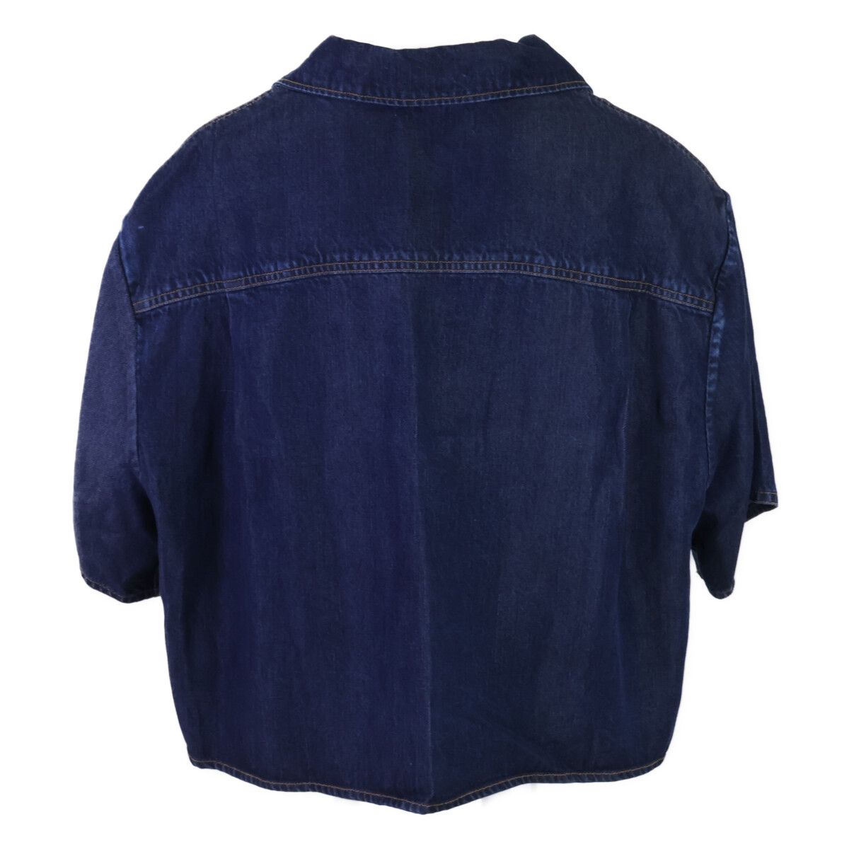 Miu Miu Made Gwc 105 Denim Cropped Short Sleeve Shirt 38 — view 2