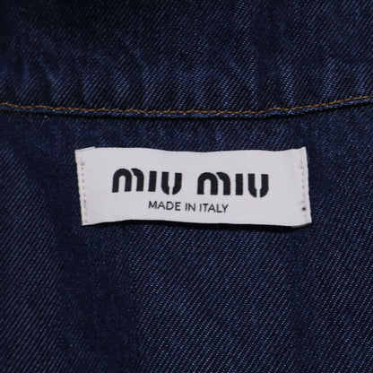 Miu Miu Made Gwc 105 Denim Cropped Short Sleeve Shirt 38 — view 6