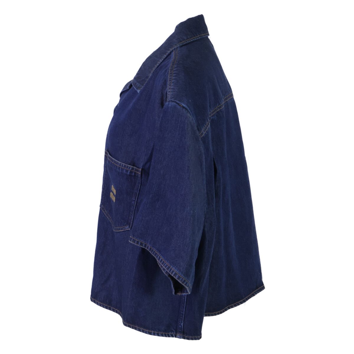 Miu Miu Made Gwc 105 Denim Cropped Short Sleeve Shirt 38 — view 3
