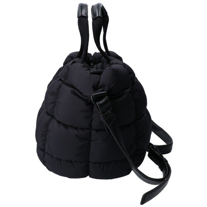 Moncler 24 Mini Caradoc Black Quilted Nylon Rubber Logo 2-Way Down Tote Bag — view 2