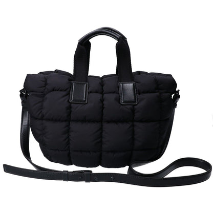 Moncler 24 Mini Caradoc Black Quilted Nylon Rubber Logo 2-Way Down Tote Bag — view 3