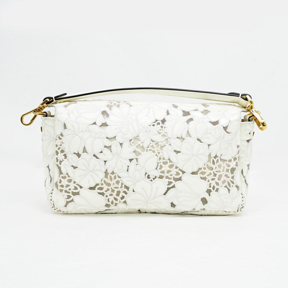 Fendi Mamma Bucket Patent Leather 2-Way Handle Shoulder Bag White Embroidered — view 2