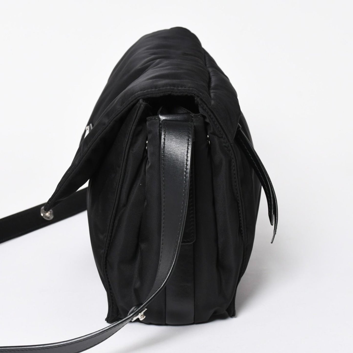 Prada Pocono Shoulder Bag Triangle Logo Nylon Black Silver — view 4