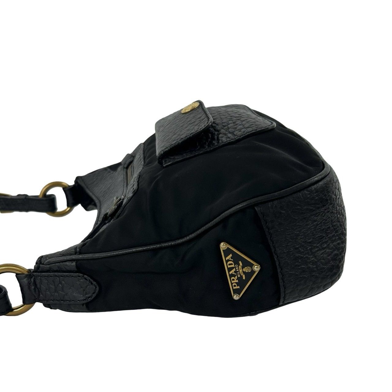 Prada Leather Tessuto Shoulder Bag Handle Black — view 5