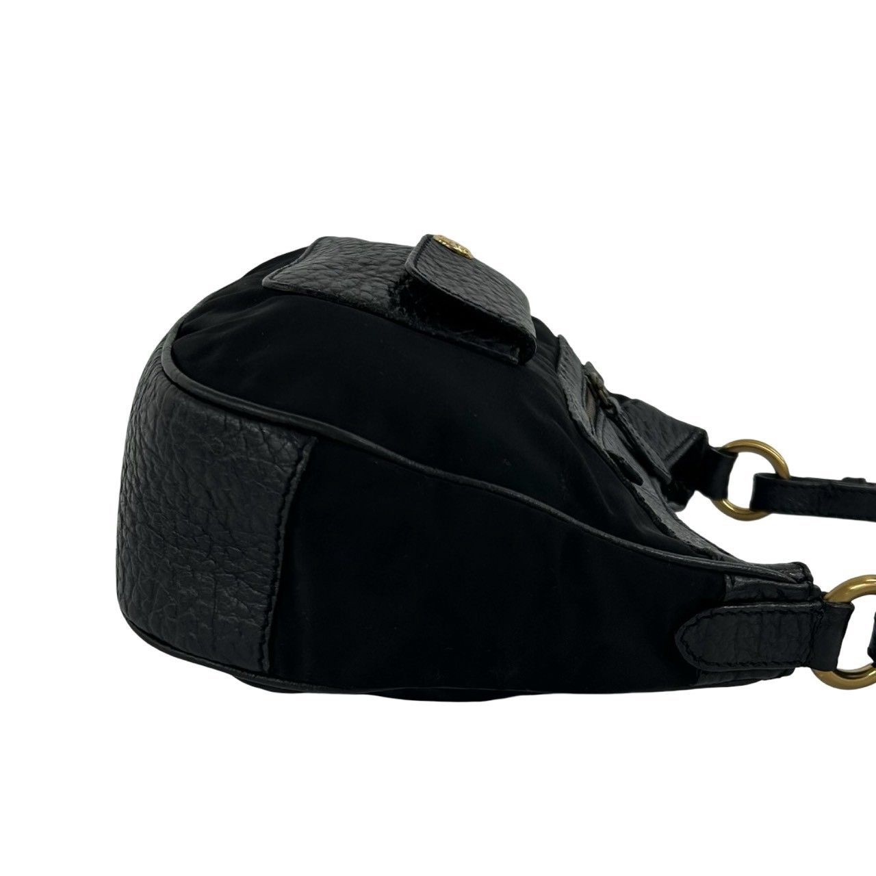 Prada Leather Tessuto Shoulder Bag Handle Black — view 6