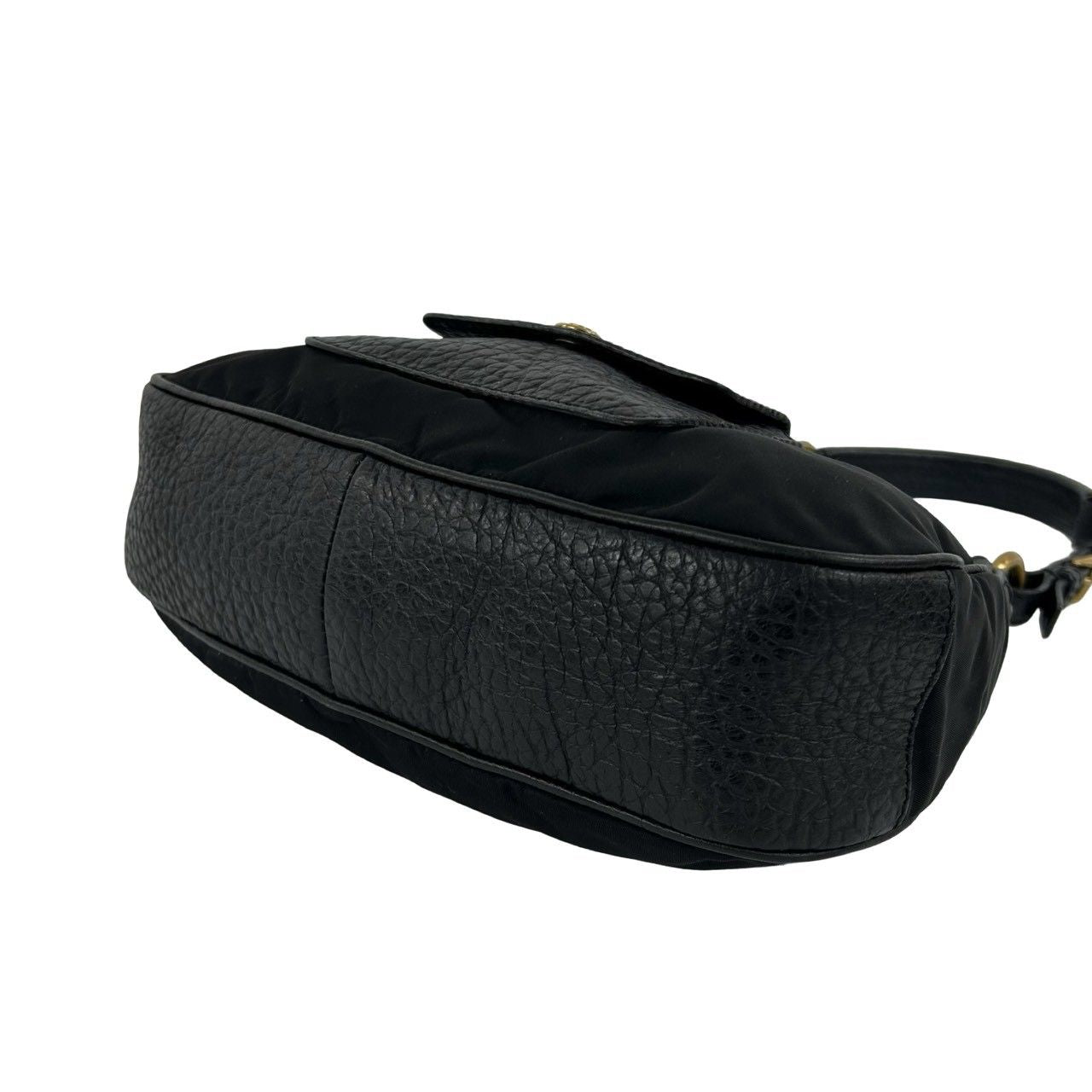 Prada Leather Tessuto Shoulder Bag Handle Black — view 8