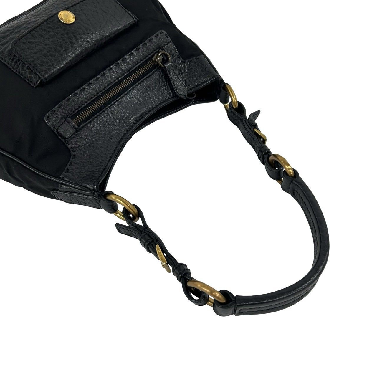 Prada Leather Tessuto Shoulder Bag Handle Black — view 4