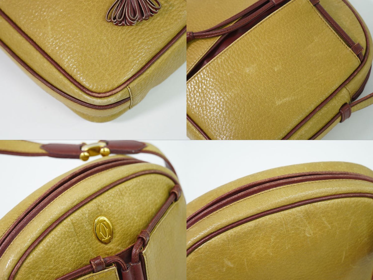 Cartier Must Line Shoulder Bag Pochette Leather Mustard Yellow — view 7