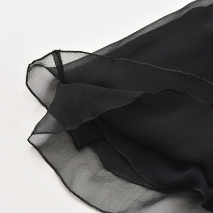 Chanel Lace Dress Black Pink CC Logo Button Shawl Silk — view 7