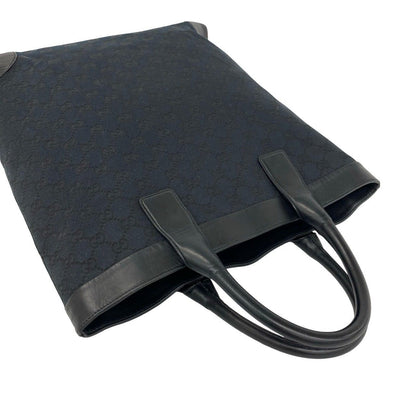 Gucci GG Logo Pattern Leather Tote Bag Handle Black — view 4