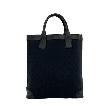 Gucci GG Logo Pattern Leather Tote Bag Handle Black — view 3