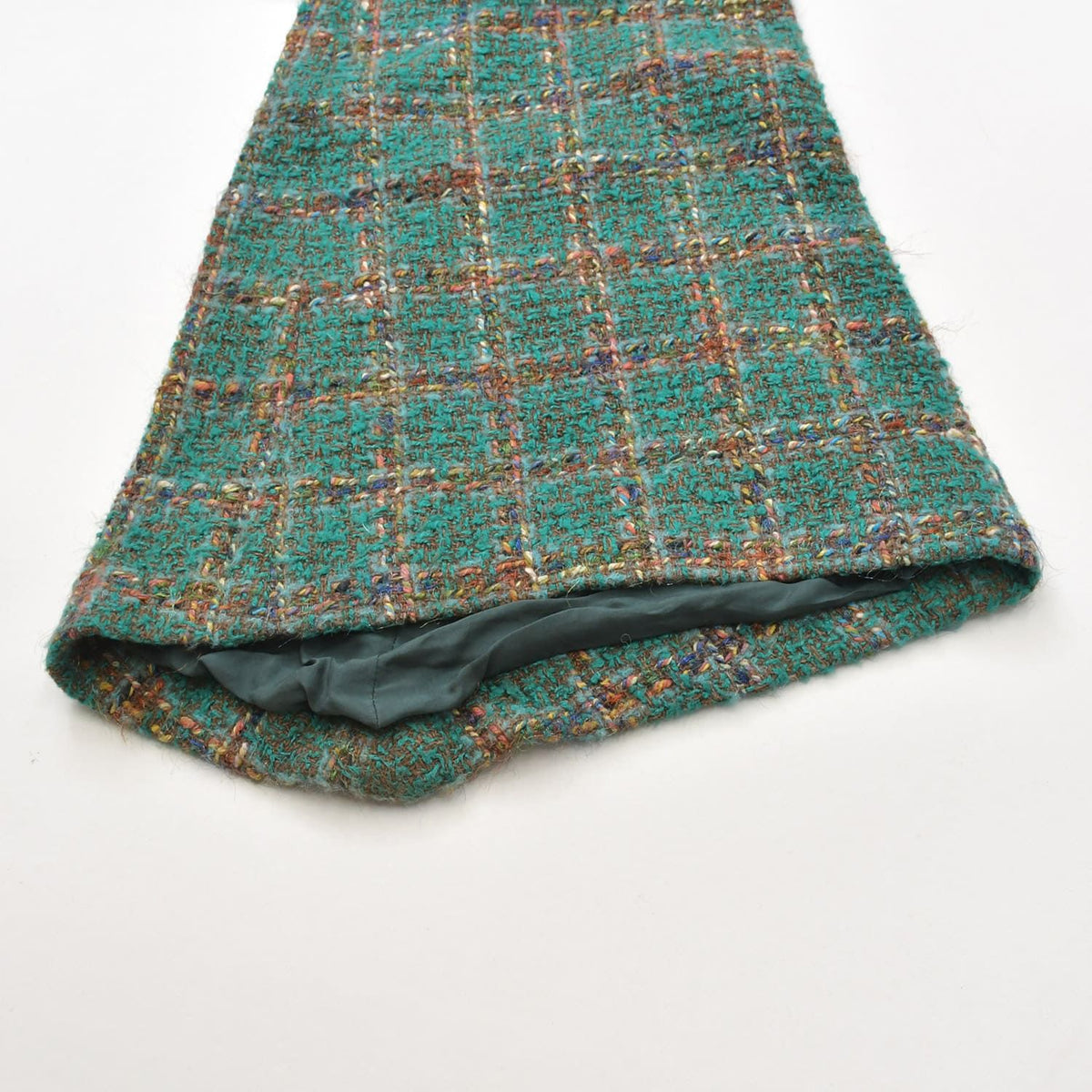 Chanel Tweed Flare Pants CC Logo Green Multicolor — view 6