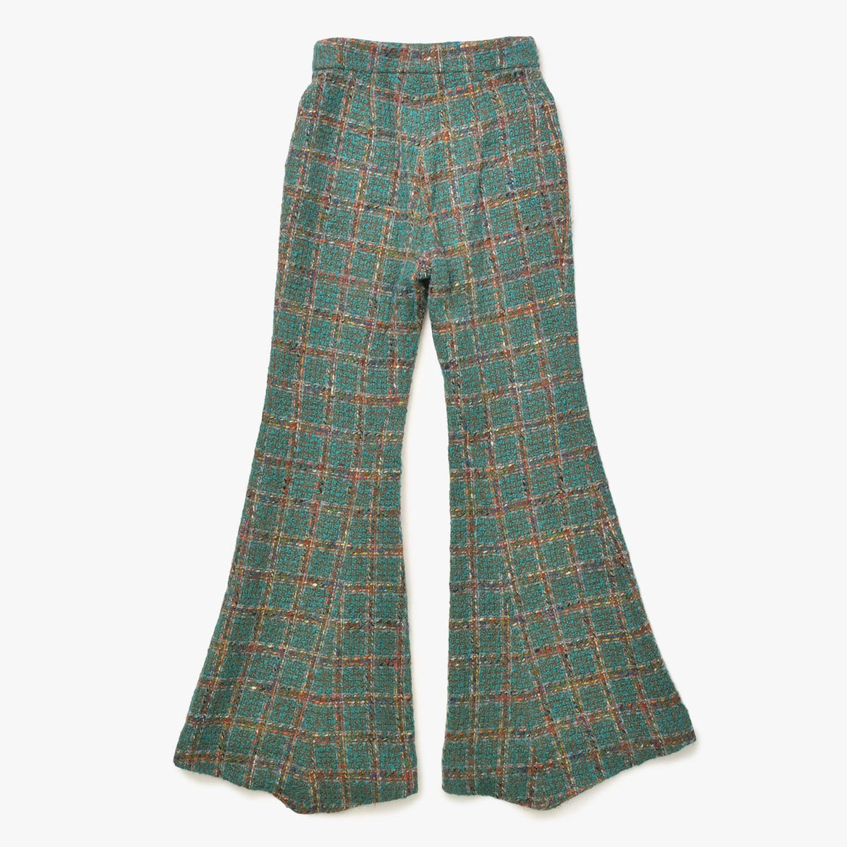 Chanel Tweed Flare Pants CC Logo Green Multicolor — view 2