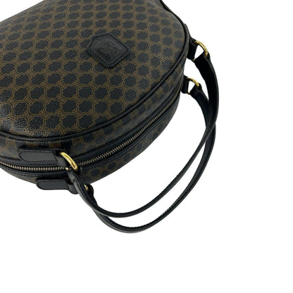 Celine Vintage Macadam Brazon Triomphe Logo Leather Handle Mini Boston Bag Black — view 4