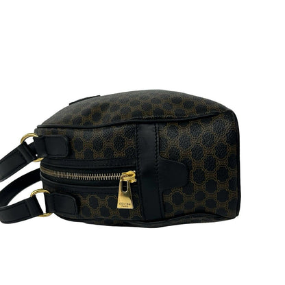 Celine Vintage Macadam Brazon Triomphe Logo Leather Handle Mini Boston Bag Black — view 5