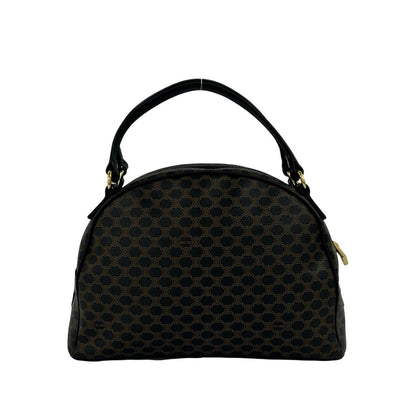Celine Vintage Macadam Brazon Triomphe Logo Leather Handle Mini Boston Bag Black — view 3