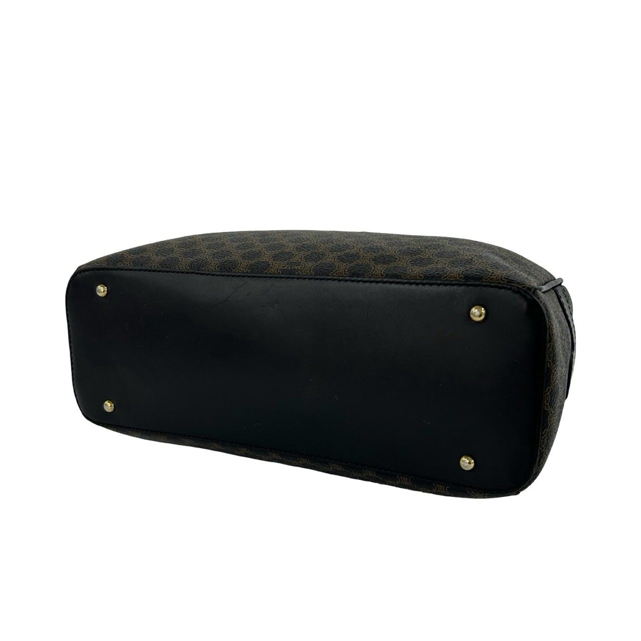 Celine Vintage Macadam Brazon Triomphe Logo Leather Handle Mini Boston Bag Black — view 8