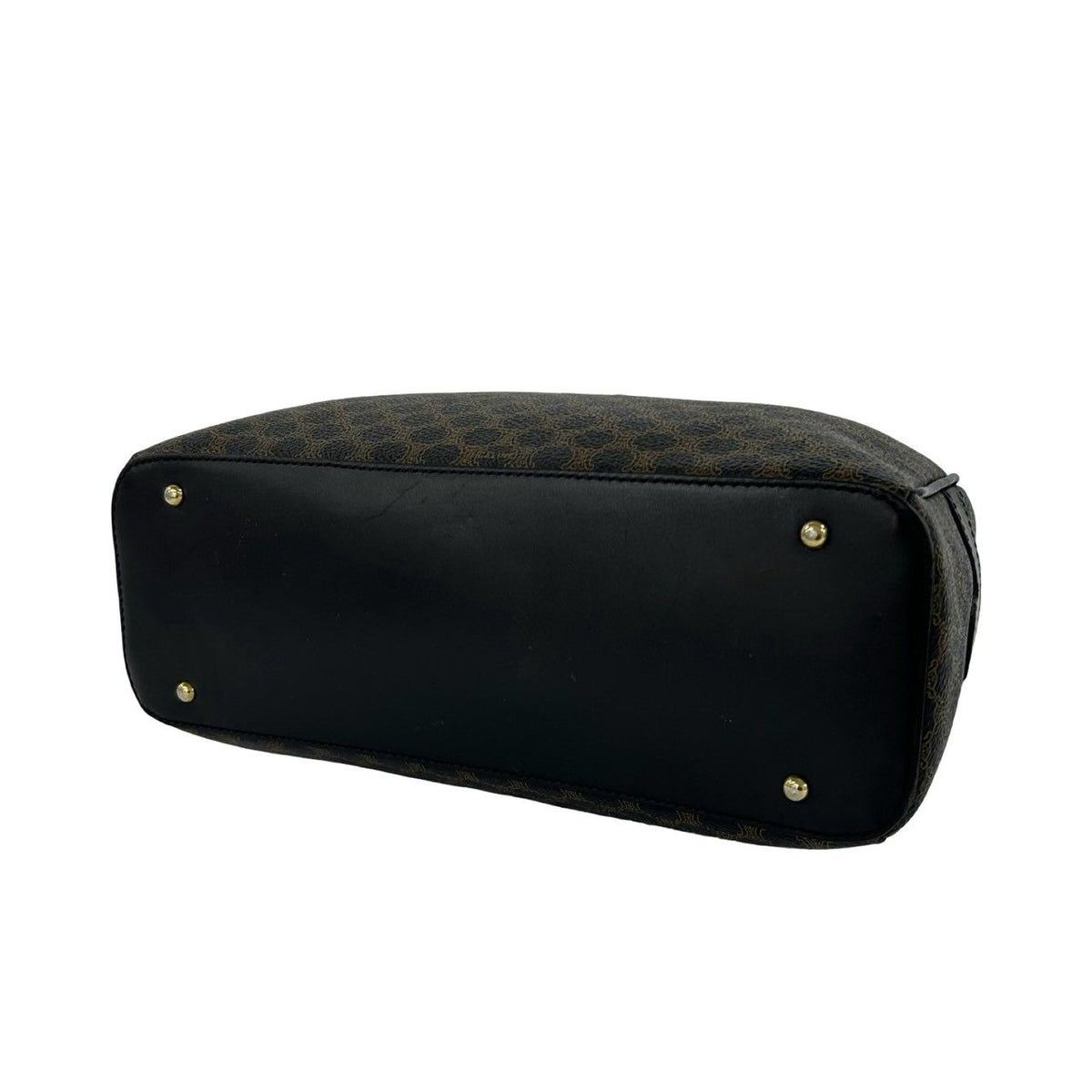 Celine Vintage Macadam Brazon Triomphe Logo Leather Handle Mini Boston Bag Black — view 8
