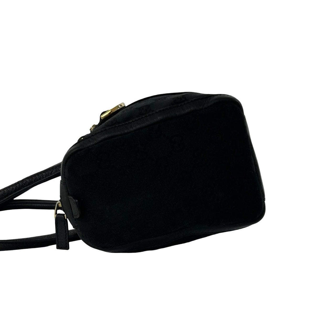 Gucci GG Logo Print Canvas Leather Handle Mini Tote Boston Bag Black — view 5