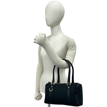 Gucci GG Logo Print Canvas Leather Handle Mini Tote Boston Bag Black — view 2
