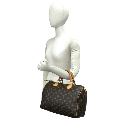 Louis Vuitton Speedy 30 Monogram Leather Handle Mini Boston Bag Brown — view 2