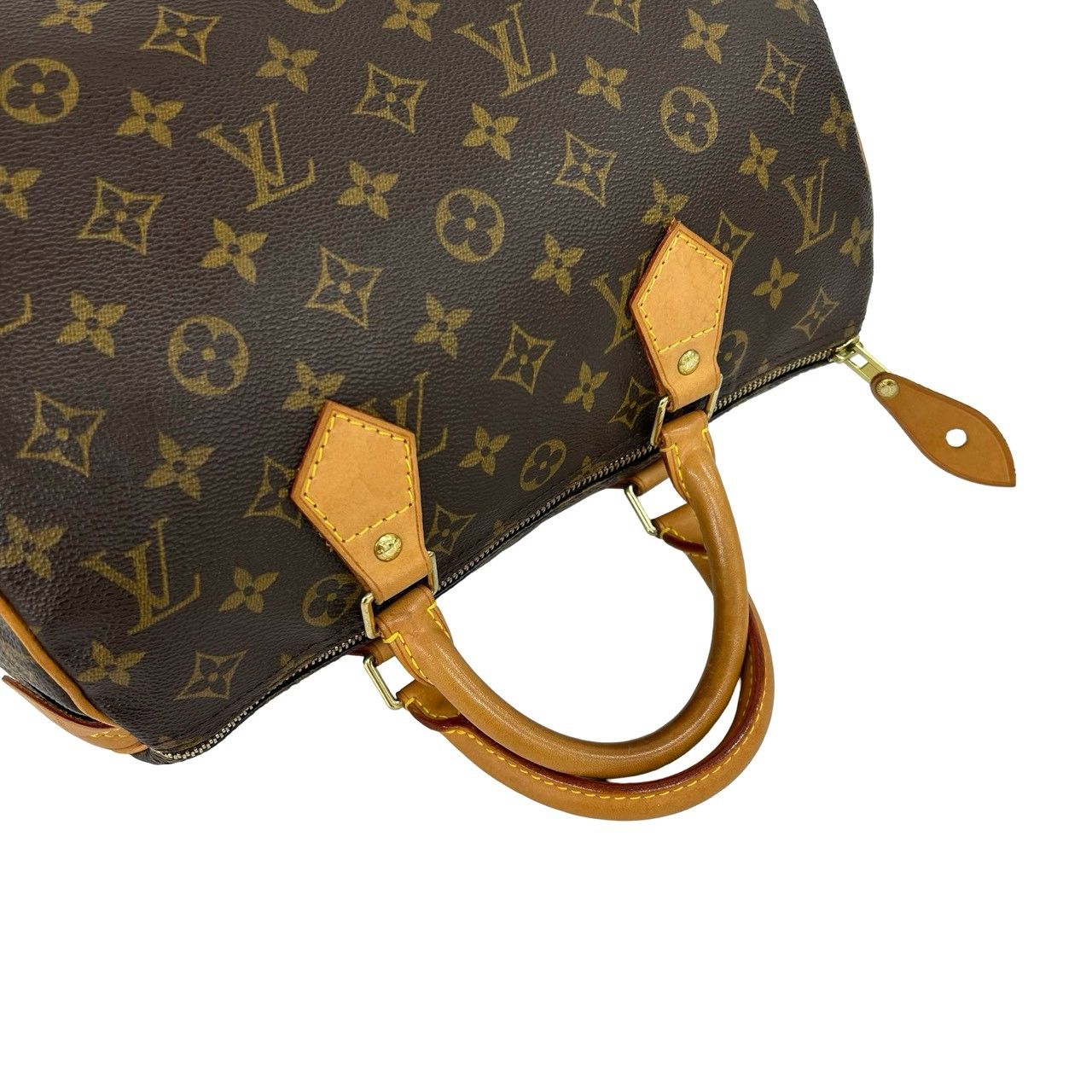 Louis Vuitton Speedy 30 Monogram Leather Handle Mini Boston Bag Brown — view 4