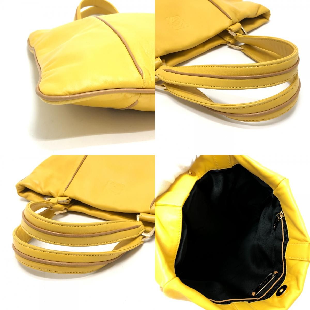 Loewe Tote Bag Logo Anagram Leather Yellow — view 7