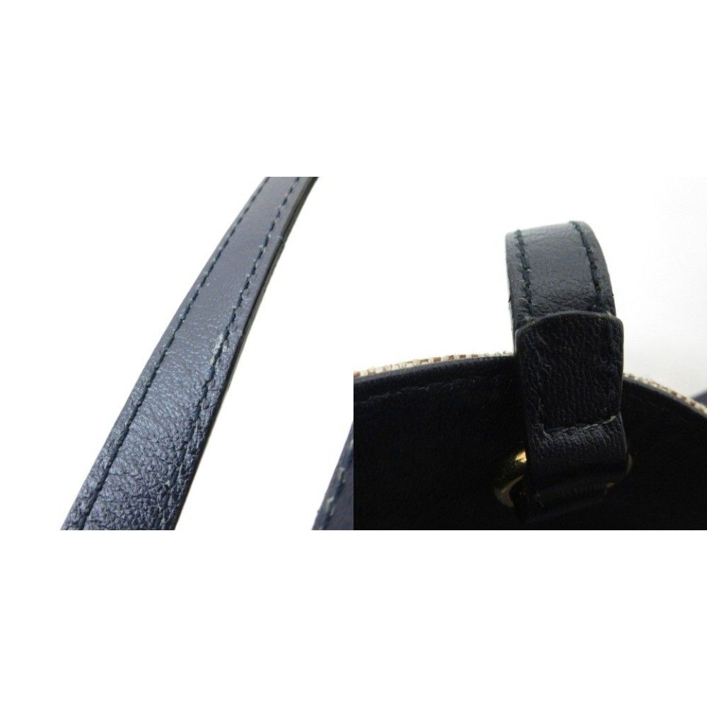 Gucci Horsebit Tote Shoulder Bag Beige Navy — view 6