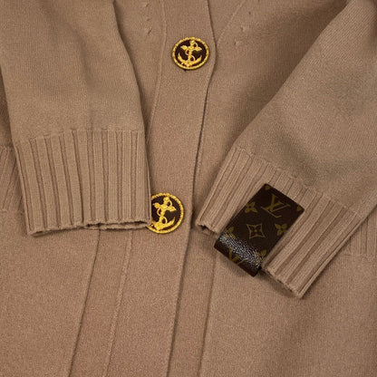 Louis Vuitton Long Cardigan Wool Knit Anchor Button Long Sweater Pink Beige M — view 5