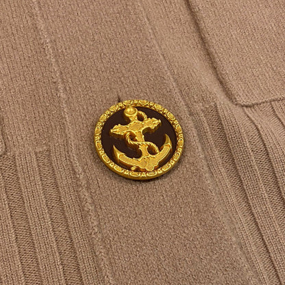 Louis Vuitton Long Cardigan Wool Knit Anchor Button Long Sweater Pink Beige M — view 6