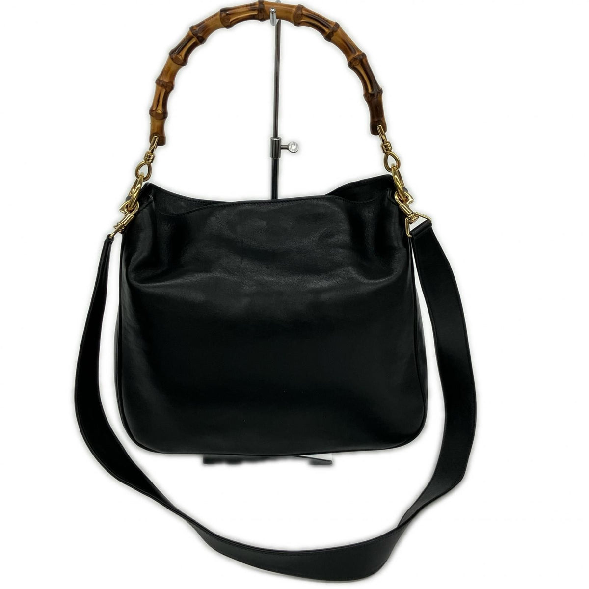 Gucci 2-Way Shoulder Bag Bamboo Leather 001 Black