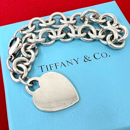 Tiffany & Co Return to Heart Tag Bracelet 925 Sterling Silver Chain Bangle