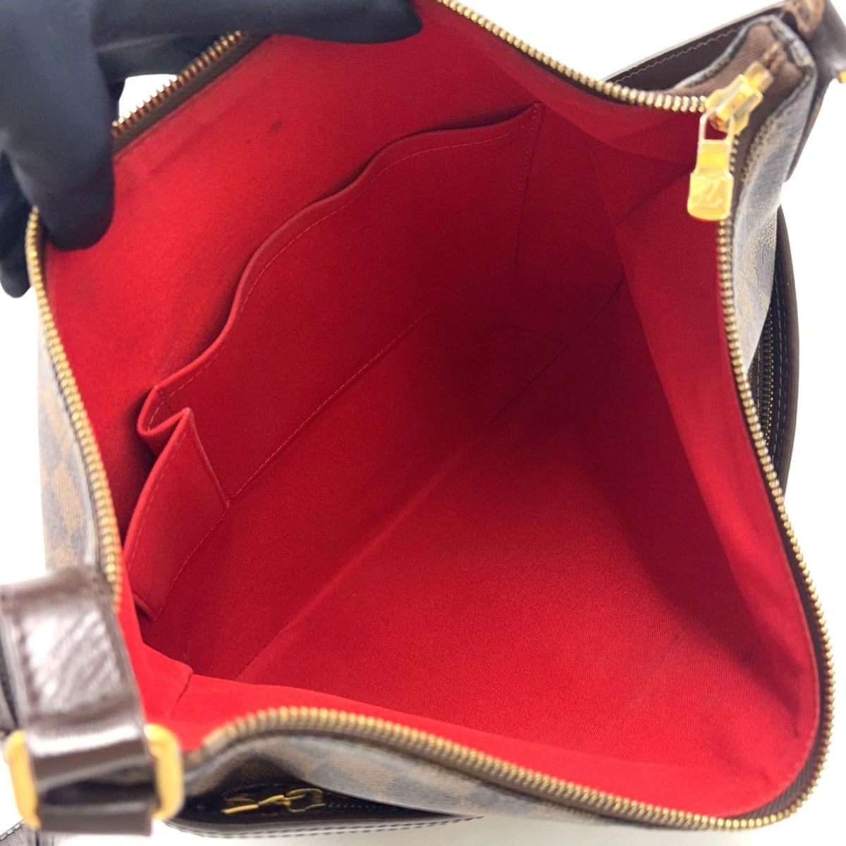 Louis Vuitton Blue Msbeli GM Damier Ebene Leather Brown Shoulder Bag Gold — view 3