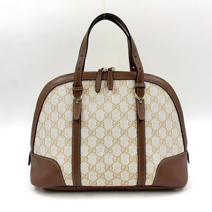 Gucci Nice Micro Guccissima Leather Canvas Dark Brown Beige Handle Gold Handbag