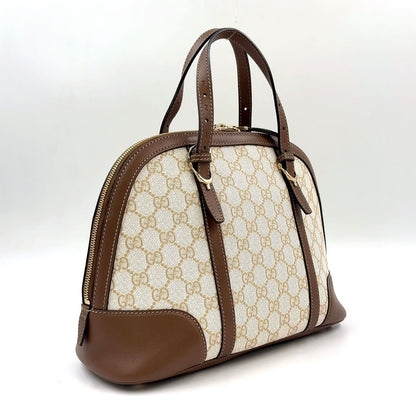 Gucci Nice Micro Guccissima Leather Canvas Dark Brown Beige Handle Gold Handbag — view 2