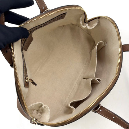 Gucci Nice Micro Guccissima Leather Canvas Dark Brown Beige Handle Gold Handbag — view 3