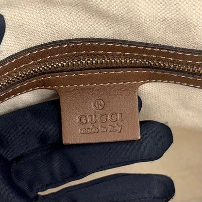 Gucci Nice Micro Guccissima Leather Canvas Dark Brown Beige Handle Gold Handbag — view 4