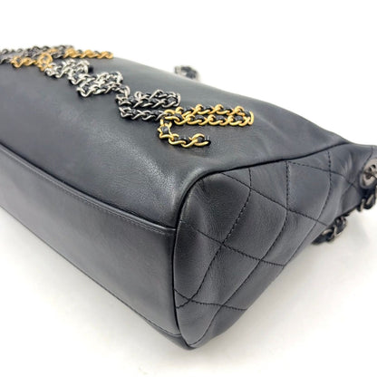 Chanel Logo Mark Leather Black Shoulder Bag Silver — view 7